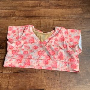 Alpine butterfly pink tulips 🌷 swimwear 4X top